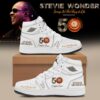 Stevie Wonder Songs in the Key of Life Performances 50th Anniversary Signed White Air Jordan 1 Shoes, Music AJ1 Sneakers Stevie Wonder Songs IN The Key OF Life Performances 50th Anniversary Signed White Air Jordan 1 Shoes
