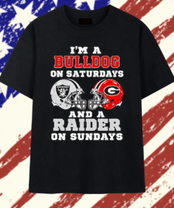 I’m a Bulldog on Saturdays and a Raider on Sundays Georgia Bulldogs Las Vegas Raiders T Shirt, Trendy 2D Print Shirt I M A Bulldog ON Saturdays And A Raider ON Sundays Georgia Bulldogs Las Vegas Raiders T Shirt