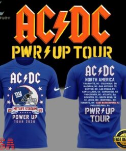 ACDC x New York Giants POWER UP TOUR 2026 Newest T Shirt, Trending Music 3D Tee Acdc X New York Giants Power UP Tour 2026 Newest T Shirt