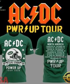 ACDC x New York Jets POWER UP TOUR 2026 T Shirt, Trending Music 3D Tee Acdc X New York Jets Power UP Tour 2026 T Shirt