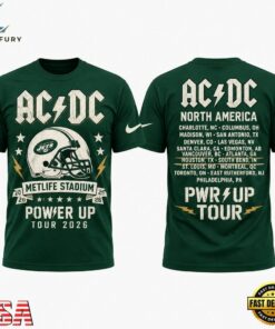 ACDC x New York Jets POWER UP TOUR 2026 T Shirt, Viral 3D Graphic Tee Acdc X New York Jets Power UP Tour 2026 T Shirt