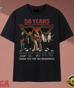 Aerosmith 56 Years 1970 2026 Signatures Graphic Rock T Shirt, Music 2D Graphic Tee Aerosmith 56 Years 1970 2026 Signatures Graphic Rock T Shirt