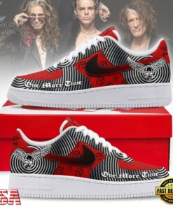 Aerosmith One More Time Tour Custom Air Force 1 Shoes, Red & Black Winged Skull Sneakers, Music Lover AF1 Shoes Aerosmith One More Time Tour Custom Air Force 1 Shoes Red Black Winged Skull Sneakers