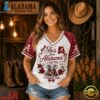 Alabama Crimson Tide NCAA Bow and Floral Team Spirit V Neck T Shirt, NCAA V Neck Fan Shirt Alabama Crimson Tide Ncaa Bow And Floral Team Spirit V Neck T Shirt