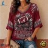 Alabama Crimson Tide NCAA Vintage Floral Bow V Neck T Shirt, NCAA V Neck Fan Shirt Alabama Crimson Tide Ncaa Vintage Floral Bow V Neck T Shirt