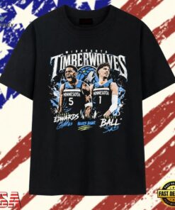 Anthony Edwards and LaMelo Ball Minnesota Timberwolves Wolves Back Signature T Shirt, Trendy 2D Print Shirt Anthony Edwards And Lamelo Ball Minnesota Timberwolves Wolves Back Signature T Shirt