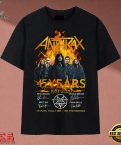 Anthrax 45 Years 1981 2026 Anniversary Signatures Rock T Shirt, Music 2D Graphic Tee Anthrax 45 Years 1981 2026 Anniversary Signatures Rock T Shirt
