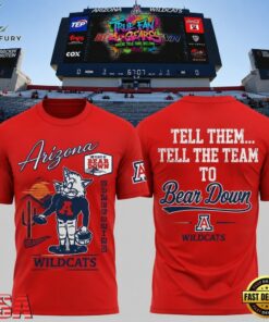 Arizona Wildcats 100 Years Bear Down Tell Them Tell The Team To Red T Shirt, Viral 3D Graphic Tee Arizona Wildcats 100 Years Bear Down Tell Them Tell The Team TO Red T Shirt