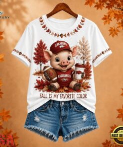Arkansas Razorbacks NCAA Fall Is My Favorite Color Football Unisex 3D Shirt, NCAA 3D Graphic Tee Arkansas Razorbacks Ncaa Fall IS MY Favorite Color Football Unisex 3D Shirt