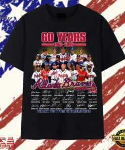 Atlanta Braves 60 Years 1966 2026 Legends Signatures T Shirt, Trendy 2D Print Shirt Atlanta Braves 60 Years 1966 2026 Legends Signatures T Shirt