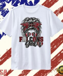 Atlanta Falcons Girl Messy Bun Sunglasses T Shirt, Trendy 2D Print Shirt Atlanta Falcons Girl Messy Bun Sunglasses T Shirt