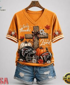 Atlanta Falcons NFL Thanksgiving Faith And Football V Neck T Shirt, NFL Team V Neck Tee Atlanta Falcons Nfl Thanksgiving Faith And Football V Neck T Shirt