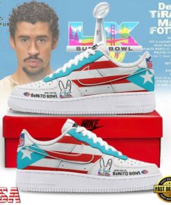Bad Bunny Benito Bowl Puerto Rico Flag Red & Blue Graphic Custom Air Force 1 Shoes, Music Lover AF1 Shoes Bad Bunny Benito Bowl Puerto Rico Flag Red Blue Graphic Custom Air Force 1 Shoes
