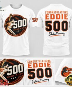 Baltimore Orioles Eddie Murray 500 Home Run Anniversary 2026 White T Shirt, Viral 3D Graphic Tee Baltimore Orioles Eddie Murray 500 Home Run Anniversary 2026 White T Shirt