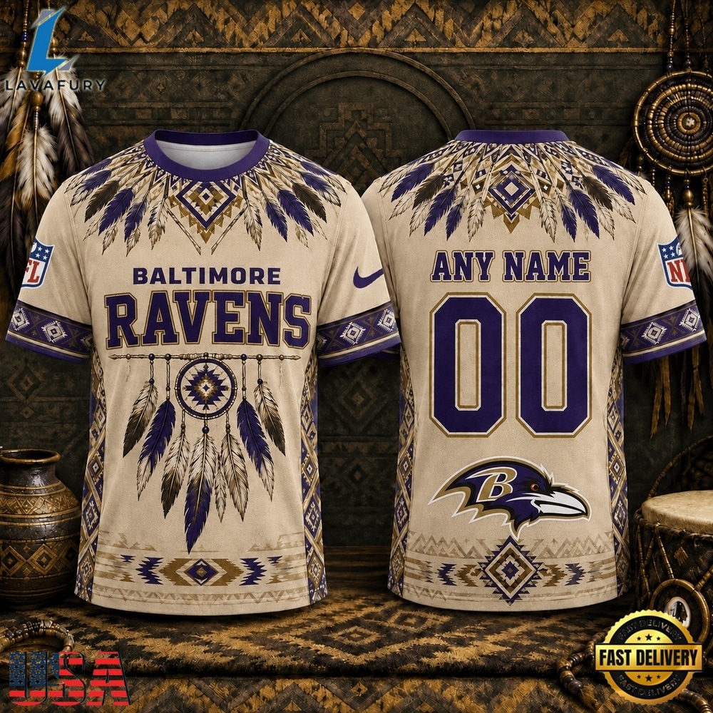 Baltimore Ravens 2026 NFL Native American Heritage 3D Shirt, Sports Fans 3D Shirt Baltimore Ravens 2026 Nfl Native American Heritage 3D Shirt