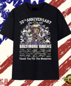 Baltimore Ravens Football 30th Anniversary Signatures Thank You For The Memories T Shirt, Trendy 2D Print Shirt Baltimore Ravens Football 30th Anniversary Signatures Thank You For The Memories T Shirt