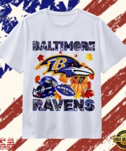 Baltimore Ravens Football Autumn Fall Leaves Graphic T Shirt, Trendy 2D Print Shirt Baltimore Ravens Football Autumn Fall Leaves Graphic T Shirt