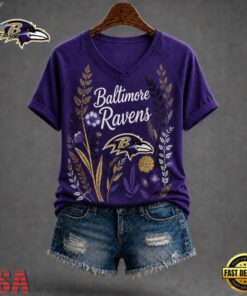 Baltimore Ravens NFL Floral Garden V Neck T Shirt, NFL Team V Neck Tee Baltimore Ravens Nfl Floral Garden V Neck T Shirt