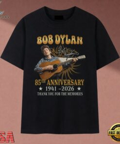 Bob Dylan 85th Anniversary 1941 2026 Guitar Signature T Shirt, Music 2D Graphic Tee Bob Dylan 85th Anniversary 1941 2026 Guitar Signature T Shirt