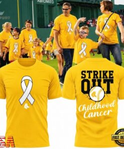 Boston Red Sox 2026 Childhood Cancer Awareness Day Strike Out T Shirt, Viral 3D Graphic Tee Boston Red Sox 2026 Childhood Cancer Awareness Day Strike Out T Shirt