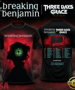 Breaking Benjamin Three Days Grace 2025 Tour 3D T Shirt, Trending Music 3D Tee Breaking Benjamin Three Days Grace 2025 Tour 3D T Shirt