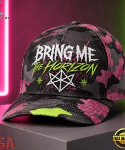 Bring Me The Horizon Neon Chaos Camo Classic Cap, Music Lover Baseball Cap Bring ME The Horizon Neon Chaos Camo Classic Cap