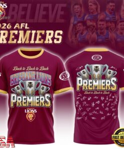 Brisbane Lions 2026 AFL Premiers Three Peat Limited Edition T Shirt, Viral 3D Graphic Tee Brisbane Lions 2026 Afl Premiers Three Peat Limited Edition T Shirt