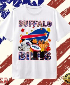Buffalo Bills Football Autumn Fall Pumpkin Graphic T Shirt, Trendy 2D Print Shirt Buffalo Bills Football Autumn Fall Pumpkin Graphic T Shirt