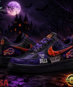 Buffalo Bills NFL Fear The Team Halloween Air Force 1 Shoes Sneakers, NFL Fan AF1 Shoes Buffalo Bills Nfl Fear The Team Halloween Air Force 1 Shoes Sneakers