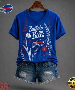 Buffalo Bills NFL Floral Garden V Neck T Shirt, NFL Team V Neck Tee Buffalo Bills Nfl Floral Garden V Neck T Shirt