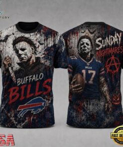 Buffalo Bills NFL Michael Myers Sunday Nightmares Horror Halloween 3D T Shirt, Sports Fans 3D Shirt Buffalo Bills Nfl Michael Myers Sunday Nightmares Horror Halloween 3D T Shirt