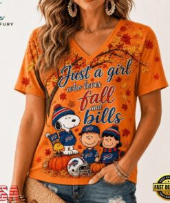 Buffalo Bills NFL Snoopy Peanuts Fall Season V Neck T Shirt, NFL Team V Neck Tee Buffalo Bills Nfl Snoopy Peanuts Fall Season V Neck T Shirt