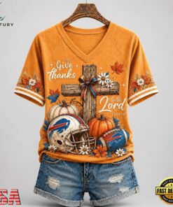 Buffalo Bills NFL Thanksgiving Faith And Football V Neck T Shirt, NFL Team V Neck Tee Buffalo Bills Nfl Thanksgiving Faith And Football V Neck T Shirt