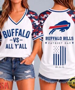 Buffalo Bills NFL vs All Y' All United We Stand V Neck T Shirt, NFL Team V Neck Tee Buffalo Bills Nfl VS All Y All United WE Stand V Neck T Shirt