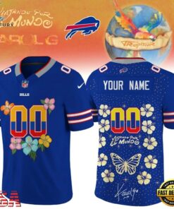 Buffalo Bills x Karol G VIAJANDO POR EL MUNDO TROPITOUR Signature Football Jersey, Fashion Football Jersey Buffalo Bills X Karol G Viajando Por EL Mundo Tropitour Signature Football Jersey