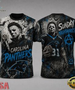 Carolina Panthers NFL Michael Myers Sunday Nightmares Horror Halloween 3D T Shirt, Sports Fans 3D Shirt Carolina Panthers Nfl Michael Myers Sunday Nightmares Horror Halloween 3D T Shirt
