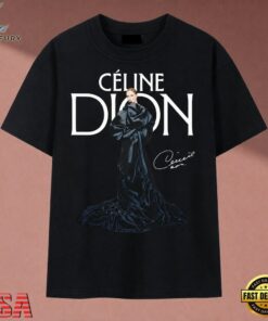 Celine Dion Vintage Signature Portrait Music Graphic T Shirt, Music 2D Graphic Tee Celine Dion Vintage Signature Portrait Music Graphic T Shirt