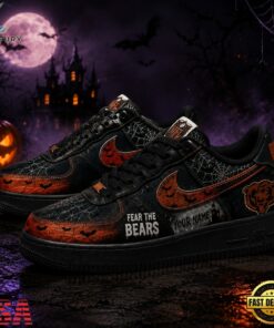 Chicago Bears NFL Fear The Team Halloween Air Force 1 Shoes Sneakers, NFL Fan AF1 Shoes Chicago Bears Nfl Fear The Team Halloween Air Force 1 Shoes Sneakers