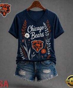 Chicago Bears NFL Floral Garden V Neck T Shirt, NFL Team V Neck Tee Chicago Bears Nfl Floral Garden V Neck T Shirt