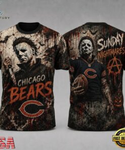 Chicago Bears NFL Michael Myers Sunday Nightmares Horror Halloween 3D T Shirt, Sports Fans 3D Shirt Chicago Bears Nfl Michael Myers Sunday Nightmares Horror Halloween 3D T Shirt