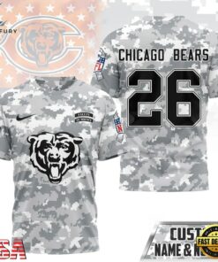 Chicago Bears NFL Salute to Service Custom Name & Number Camo 3D Shirt, Sports Fans 3D Shirt Chicago Bears Nfl Salute TO Service Custom Name Number Camo 3D Shirt