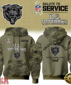 Chicago Bears NFL US Veterans Salute To Service 2026 Hoodie Shirt, Sports Fans 3D Shirt Chicago Bears Nfl US Veterans Salute TO Service 2026 Hoodie Shirt