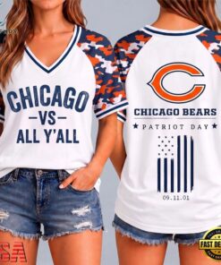 Chicago Bears NFL vs All Y' All United We Stand V Neck T Shirt, NFL Team V Neck Tee Chicago Bears Nfl VS All Y All United WE Stand V Neck T Shirt