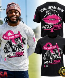 Chicago Bears Real Bears Fans Wear Pink 2026 Special New Black T Shirt, Viral 3D Graphic Tee Chicago Bears Real Bears Fans Wear Pink 2026 Special New Black T Shirt