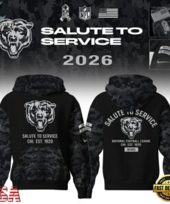 Chicago Bears Salute to Service Camo 2026 Black Hoodie, Viral 3D Graphic Tee Chicago Bears Salute TO Service Camo 2026 Black Hoodie