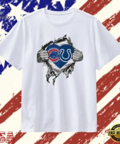 Chicago Cubs and Indianapolis Colts Heart Logo T Shirt, Trendy 2D Print Shirt Chicago Cubs And Indianapolis Colts Heart Logo T Shirt