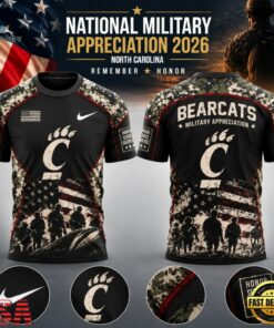 Cincinnati Bearcats x Military Appreciation T Shirt, Viral 3D Graphic Tee Cincinnati Bearcats X Military Appreciation T Shirt