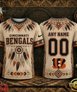 Cincinnati Bengals 2026 NFL Native American Heritage 3D Shirt, Sports Fans 3D Shirt Cincinnati Bengals 2026 Nfl Native American Heritage 3D Shirt