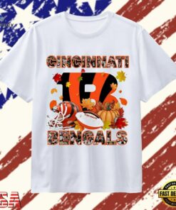 Cincinnati Bengals Football Autumn Fall Pumpkin Graphic T Shirt, Trendy 2D Print Shirt Cincinnati Bengals Football Autumn Fall Pumpkin Graphic T Shirt