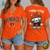 Cincinnati Bengals NFL Hello Kitty Football V Neck T Shirt, NFL Team V Neck Tee Cincinnati Bengals Nfl Hello Kitty Football V Neck T Shirt
